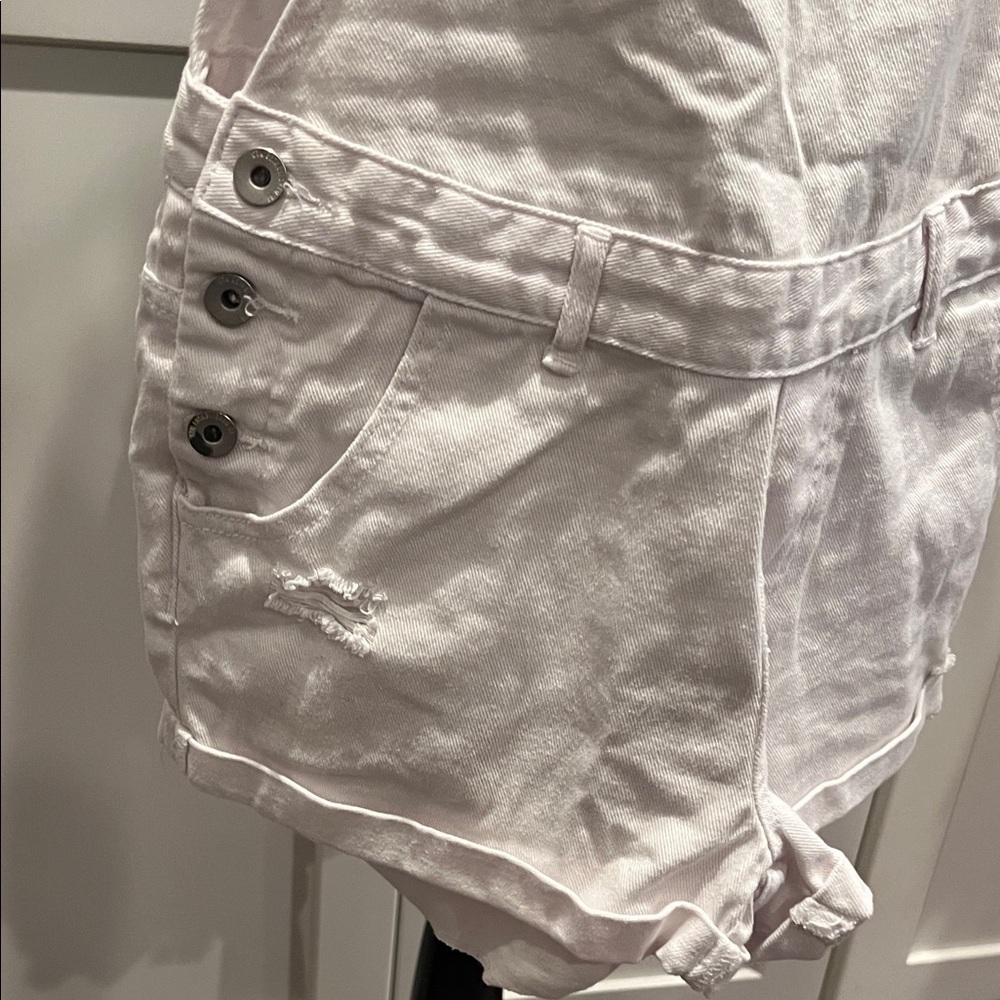 Cotton On White Denim Overall Shorts Size 8 - Picture 6 of 7